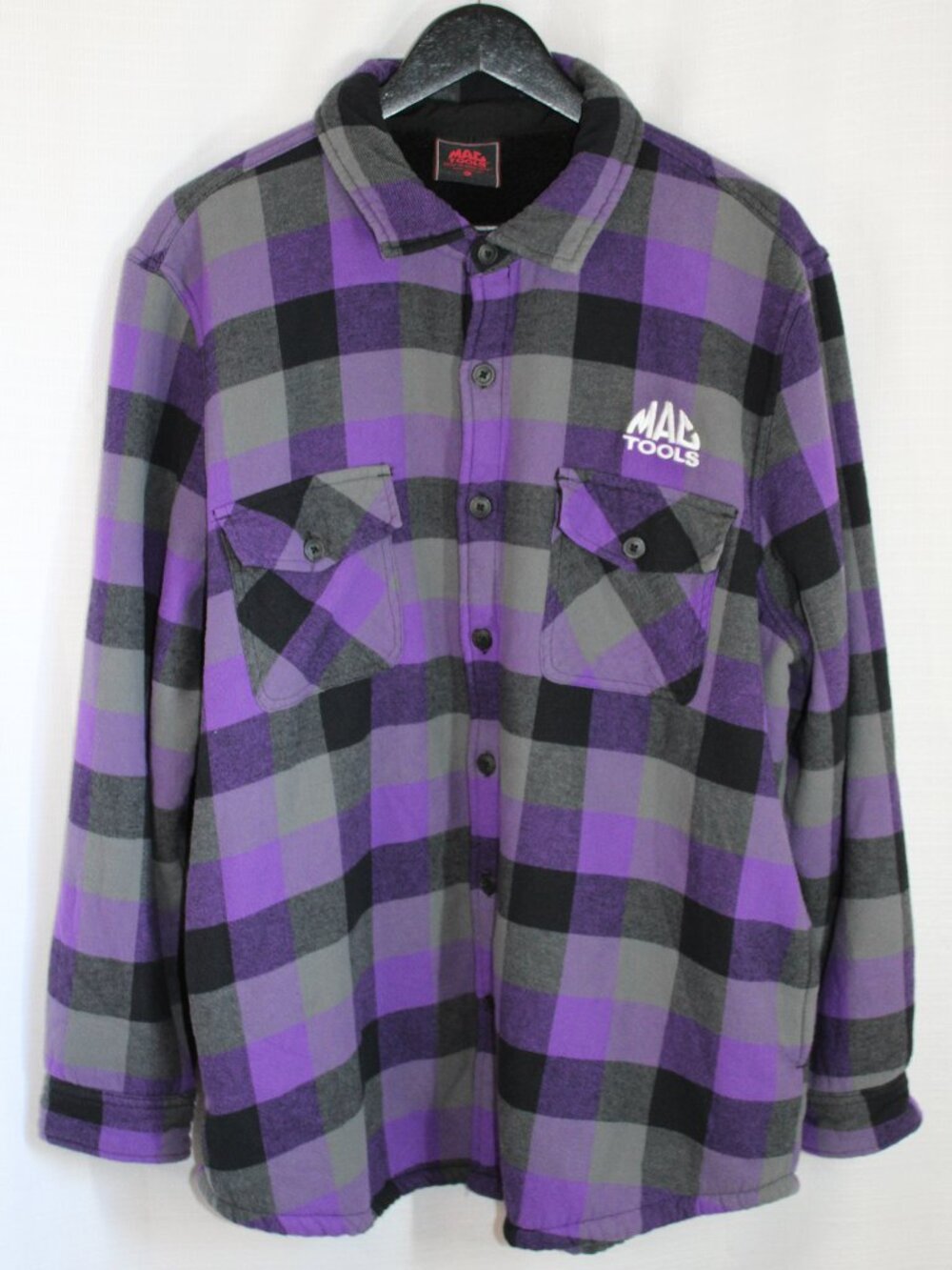 Men's Size XL Mac Tools Sherpa Lined Plaid Flannel Button Up Shirt